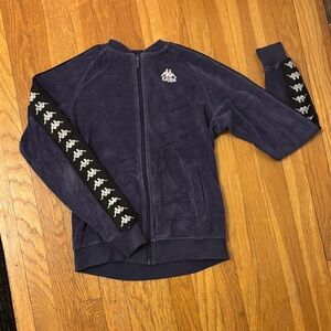 Kappa Dark Blue/Violet velvet Zip-Up Jacket with Logo Accents